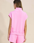 Sunny Side Zip Knit Top-Pink