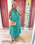 Nantucket Stripe Maxi Dress-Green
