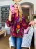 Bistro Charm Floral Top-Burgundy