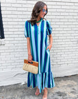 Sail Into Summer Midi Dress-Blue Green