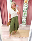 Arabian Nights Balloon Pants-Olive