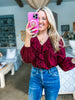 Feeling Light Ruffle Trim Top-Wine