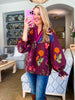 Bistro Charm Floral Top-Burgundy