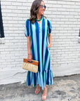 Sail Into Summer Midi Dress-Blue Green