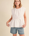 Sunday Melody Peplum Top-Off White