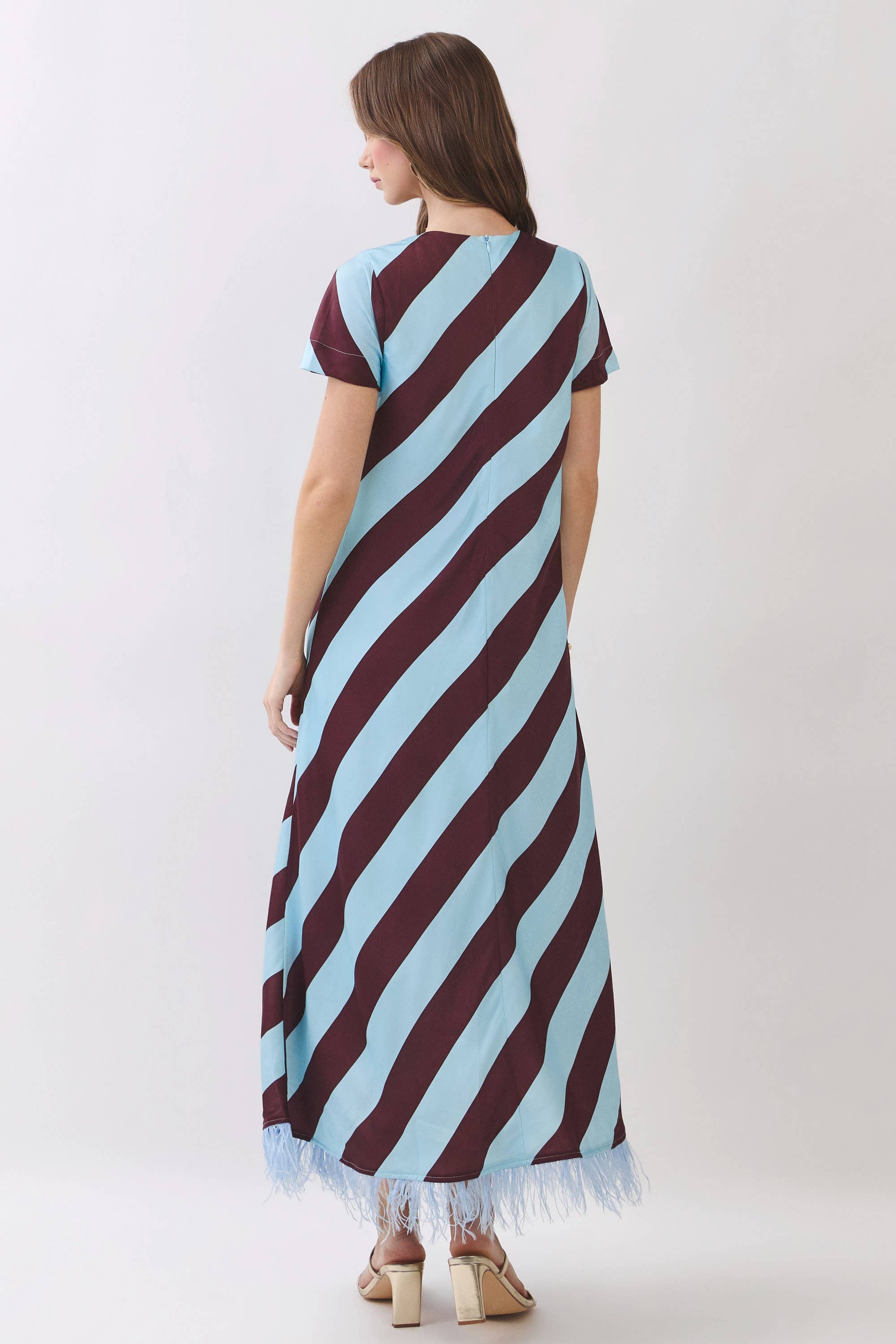 Azure Affair Stripe Maxi Dress