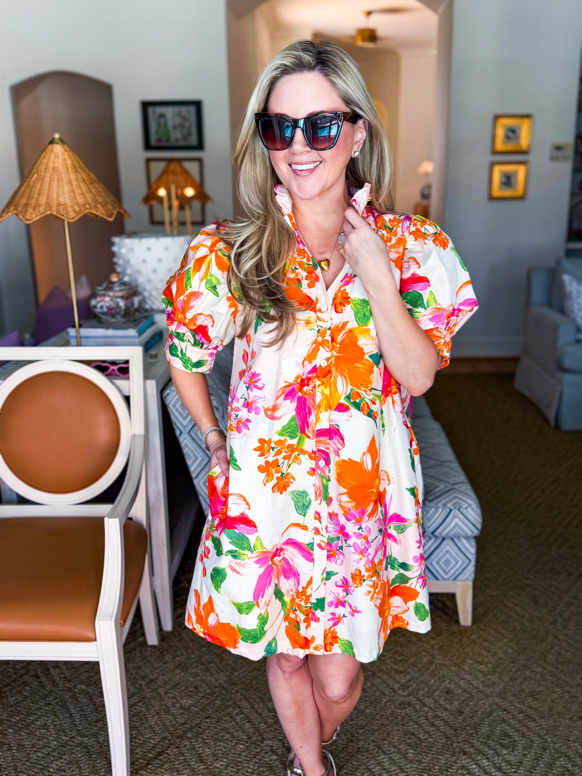 Spring Lily Button Down Mini Dress