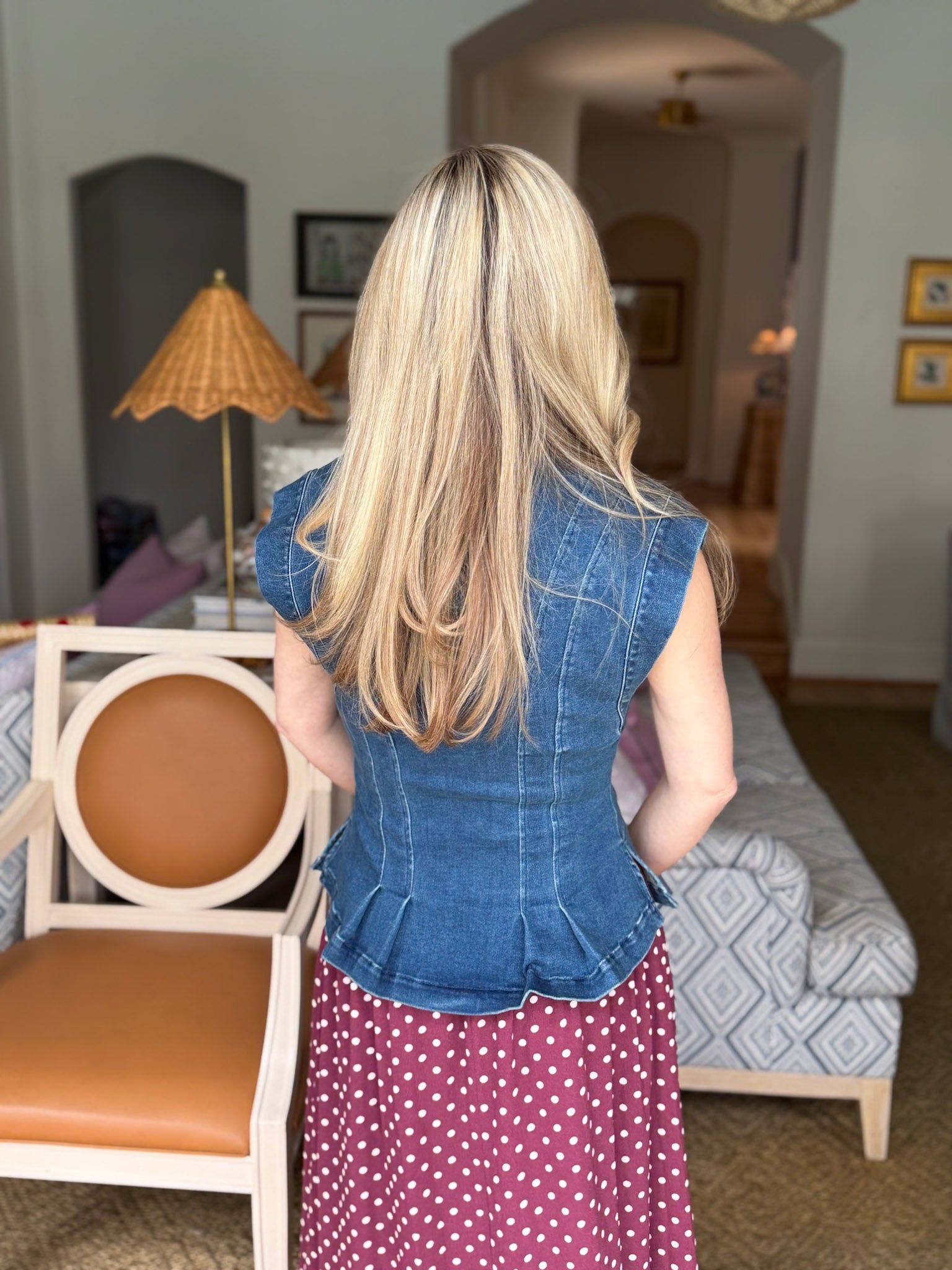 Best in Show Denim Peplum Top