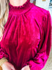 Figaro Balloon Sleeve Blouse- Cherry