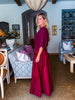 Fit & Flare Maxi Skirt-Wine