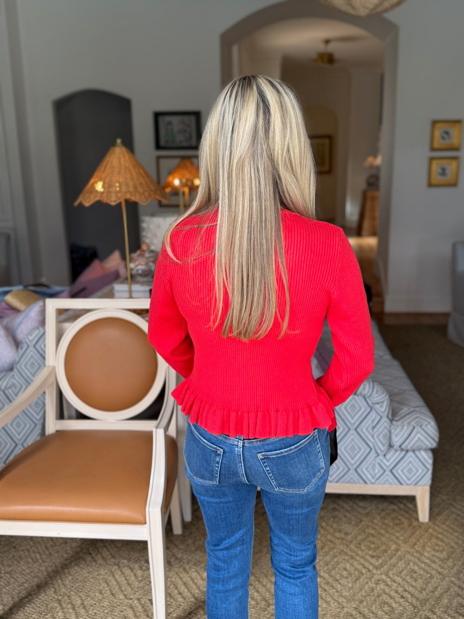 Falling for Cozy Knit Cardigan-Poppy Red