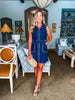 Bonjour Babe Collar Dress-Navy