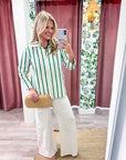 Everly Stripe Top-Green