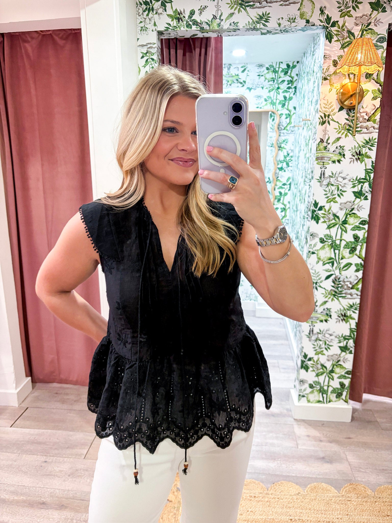 Lady Luck Embroidered Peplum Top