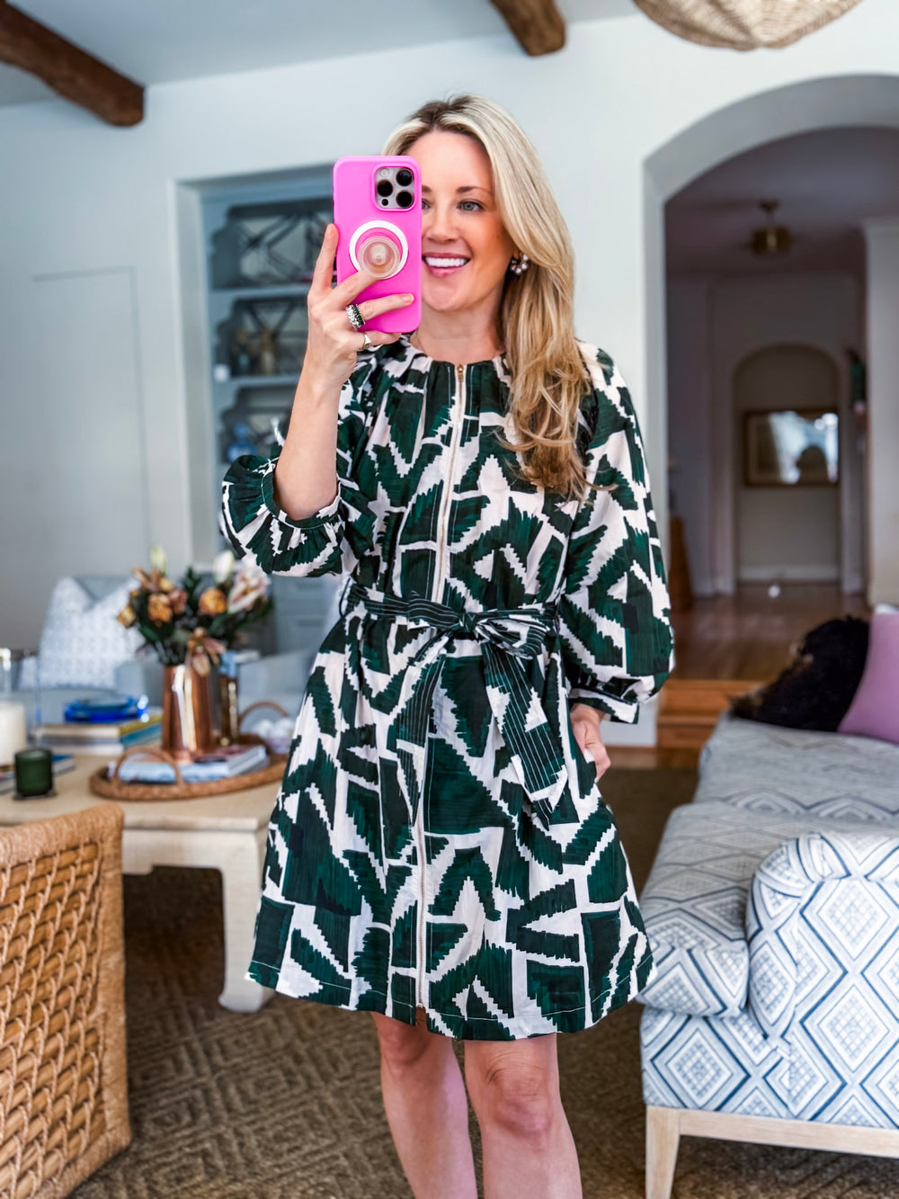 Museum Stroll Mini Dress-Olive