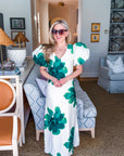 PREORDER: Camellia Puff-Sleeve Maxi Dress-Kelly Green