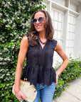 Lady Luck Embroidered Peplum Top