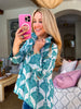 In the Palms Top-Teal Blue