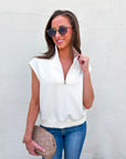 Sunny Side Zip Knit Top-Ivory