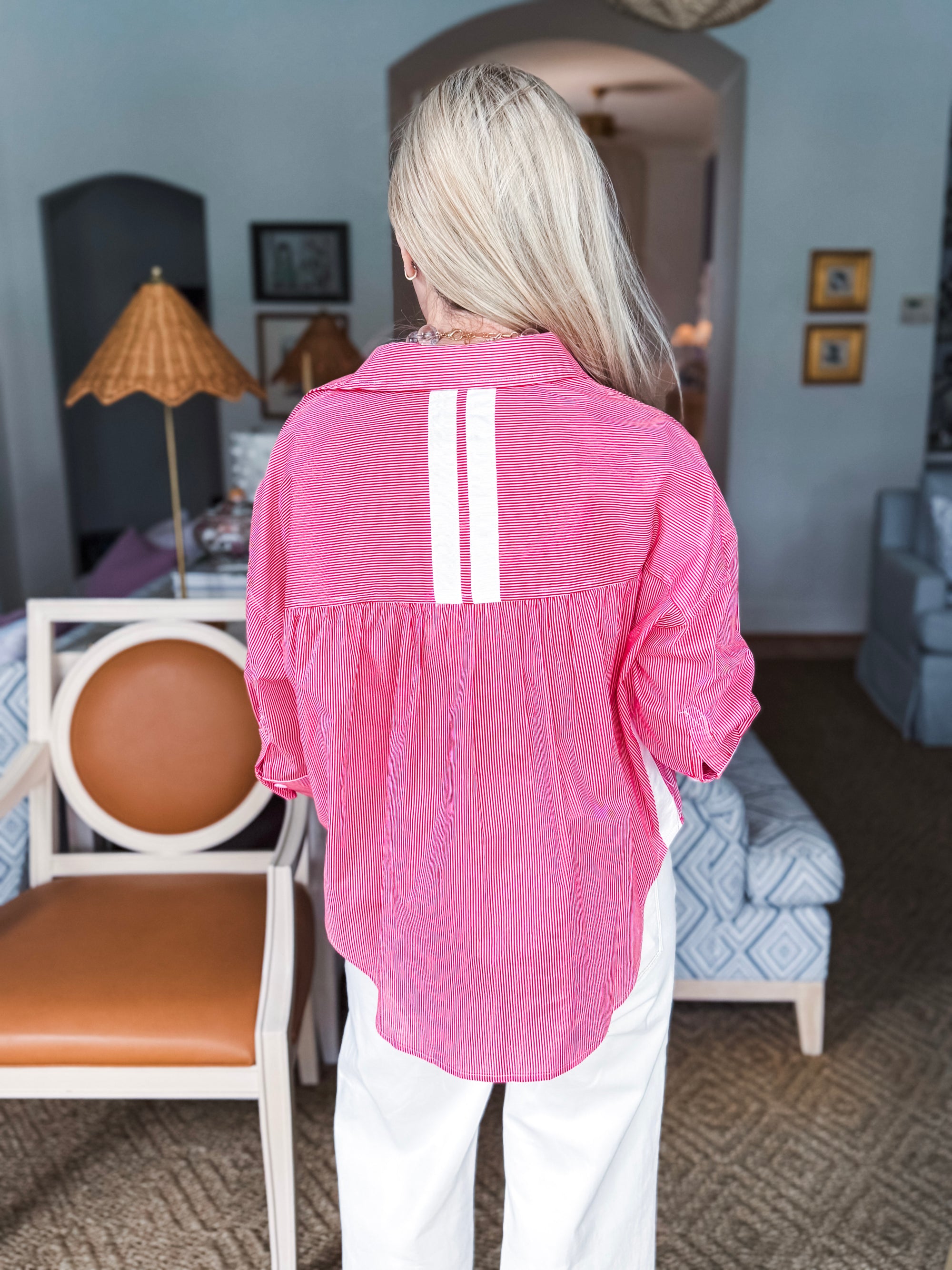 The Bellemar Striped Top- Red