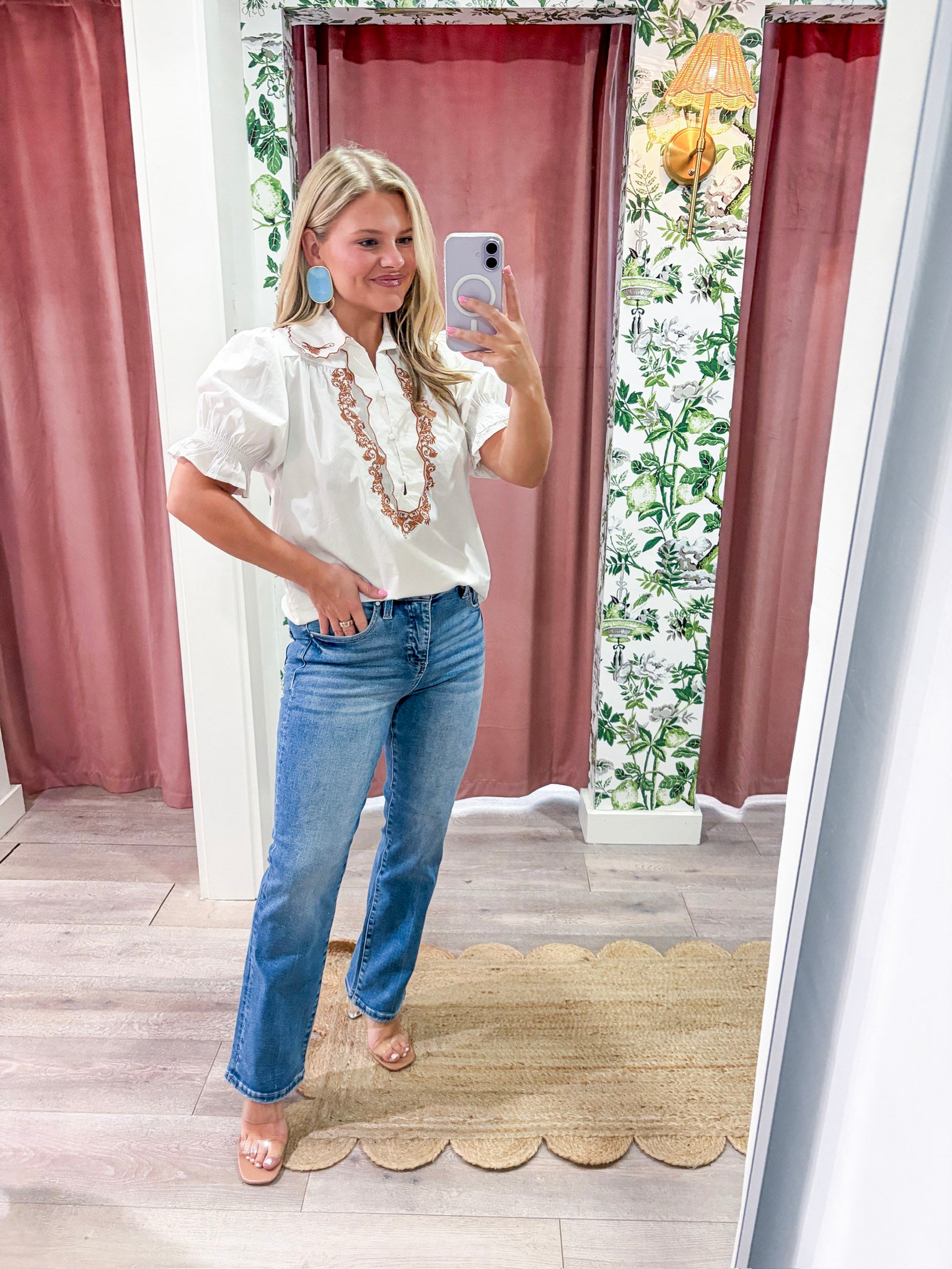 PREORDER: Dominique Scallop Embroidered Top
