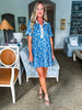 Garden Girl Floral Mini Dress-Teal Blue
