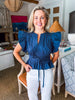 Whirlwind Romance Poplin Top-Navy