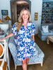 Tropical Villa Mini Dress-Slate Blue
