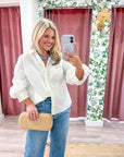 Chalet Button Down Top-White
