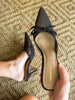 Satin Bow and Mesh Heel- Black