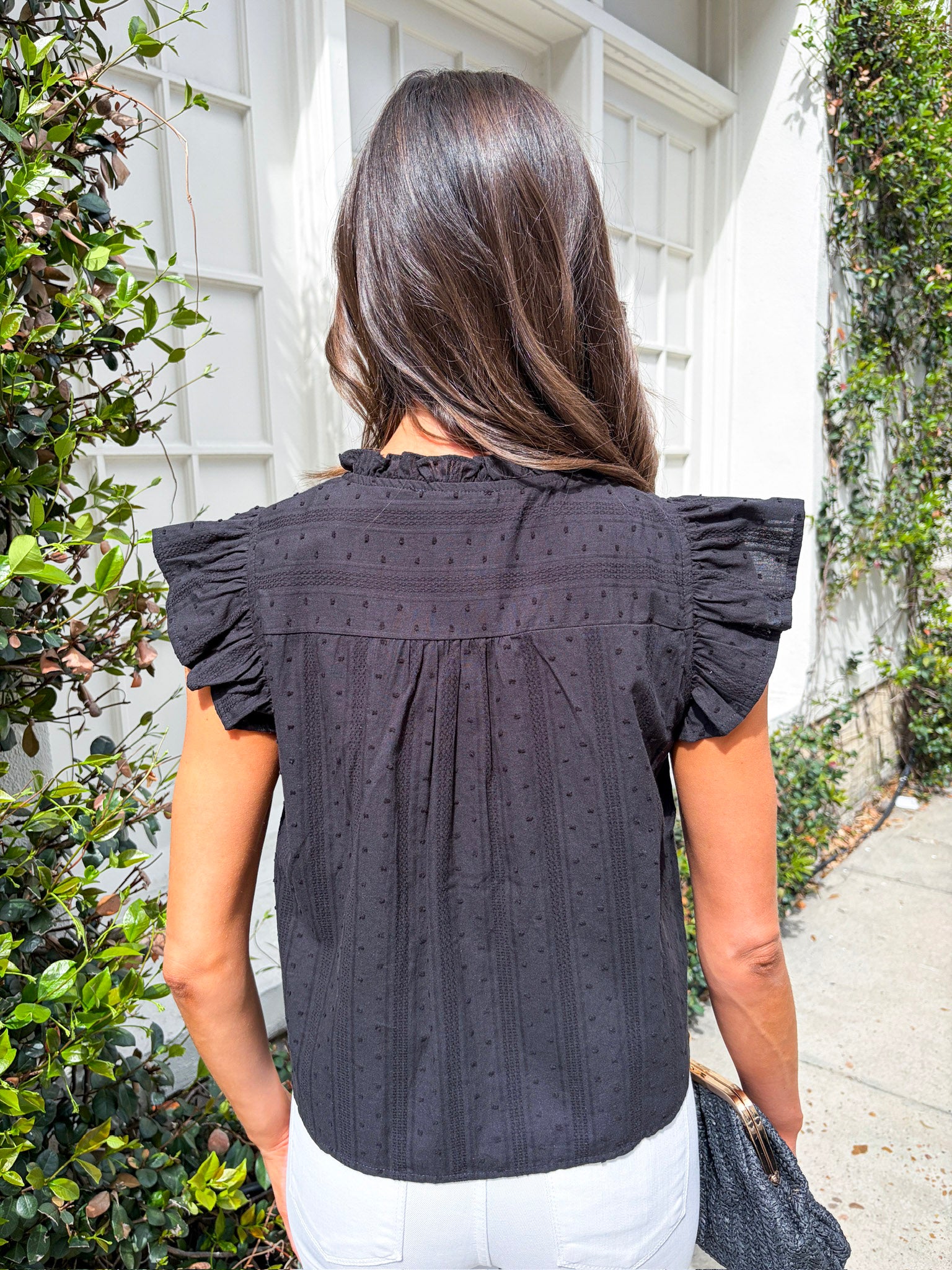 Blissful Wind Button Down Top-Black