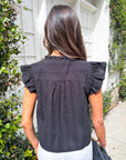 Blissful Wind Button Down Top-Black