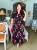 Simply Lovely Floral Midi Dress-Black