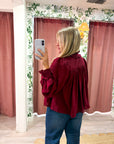 Francesca Puff Sleeve Top-Burgundy