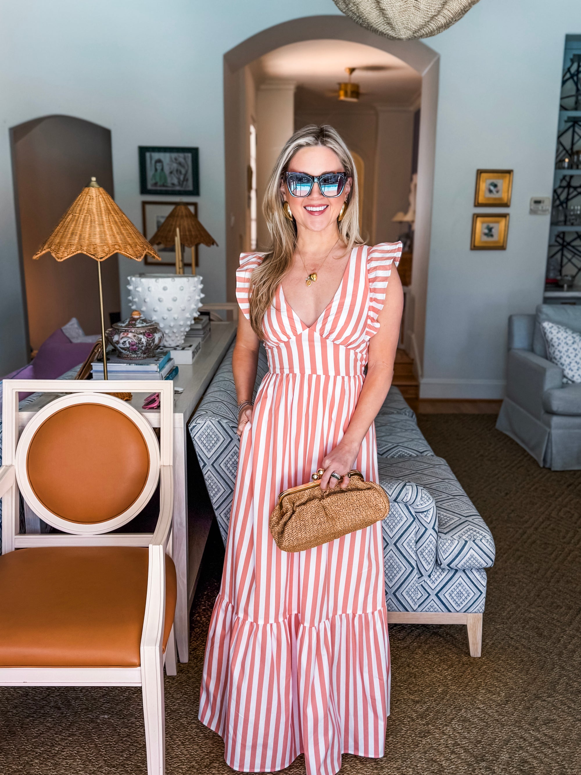 Coral Crush Tie Back Maxi Dress