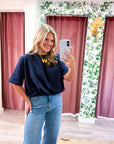 Genevieve Bubble Top-Navy