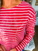 Clearly Christmas Striped Top- Red