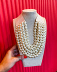 Chunky Beaded Necklace- Cream