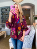 Bistro Charm Floral Top-Burgundy