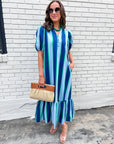 Sail Into Summer Midi Dress-Blue Green