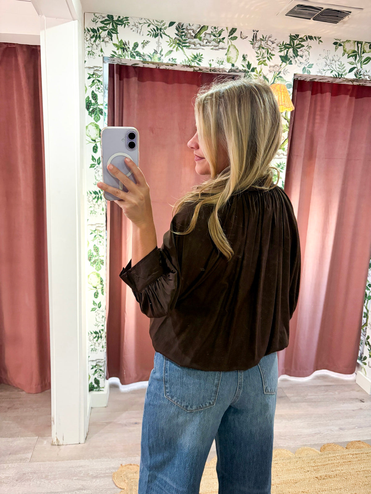 Yvette Puff Sleeve Top-Brown