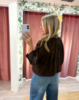 Yvette Puff Sleeve Top-Brown
