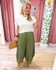 Arabian Nights Balloon Pants-Olive