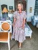 Vineyard Bound Floral Midi Dress-Purple