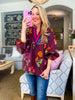 Bistro Charm Floral Top-Burgundy
