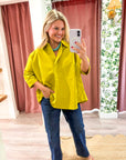 Kaia Oversized Button Down Top-Citron