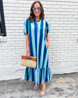 Sail Into Summer Midi Dress-Blue Green