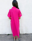 Weekend Chic Woven Midi Dress-Fuchsia
