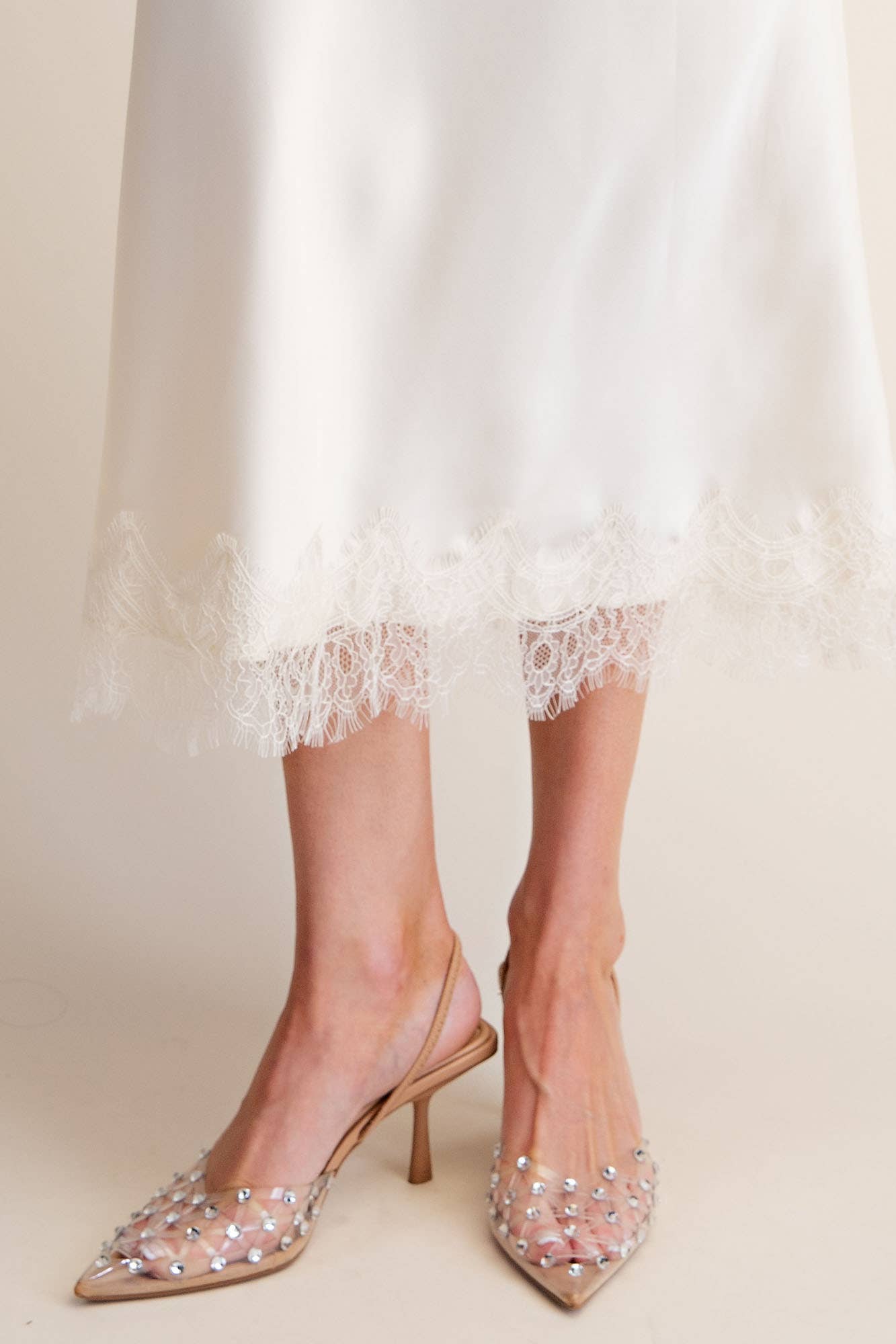 Lace Allure Midi Skirt-Cream