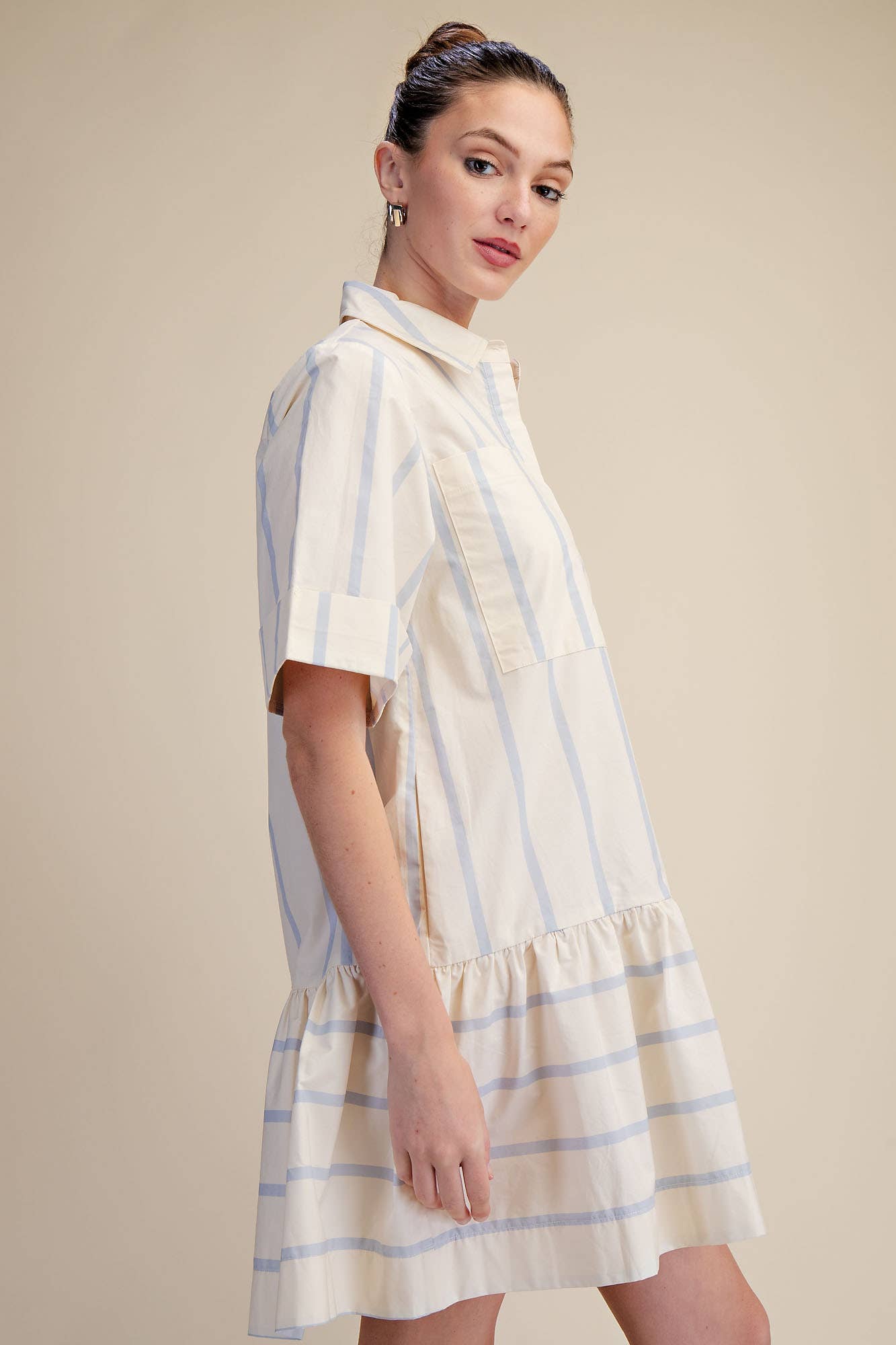 Preppy and Classic Mini Dress-Blue